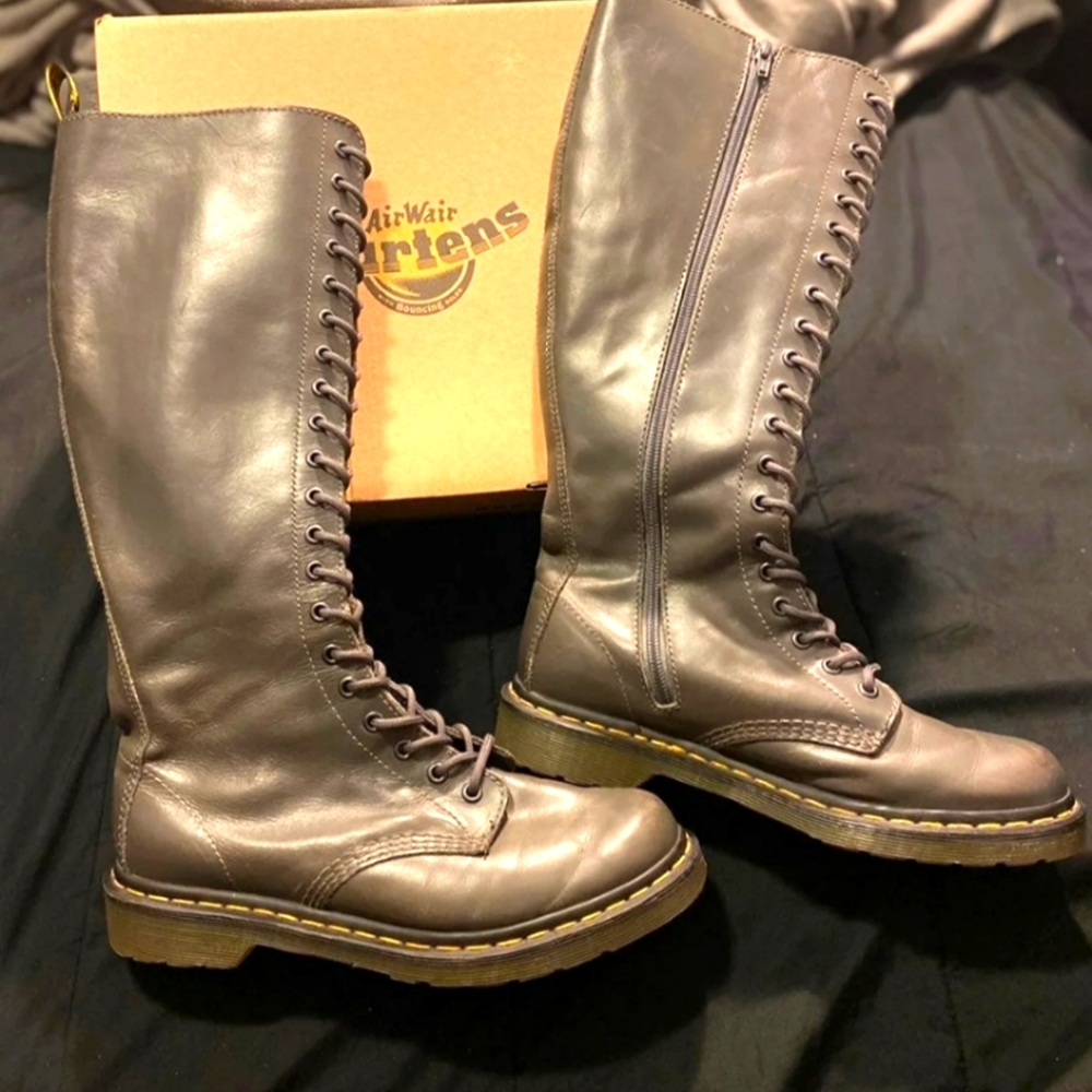 Dr. Martens Tall Grey Leather Boots
